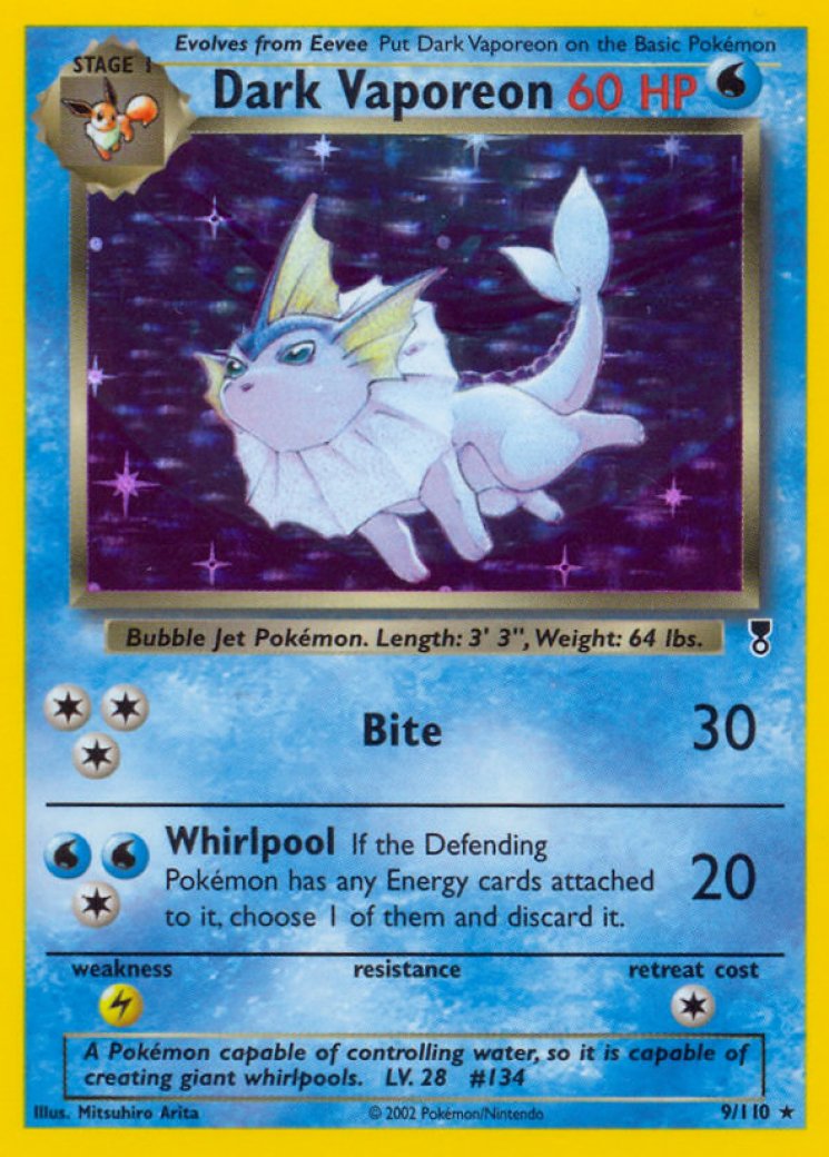 pokemon vaporeon card value [2] Quick Attack (10+) Flip a coin Current value on these? :