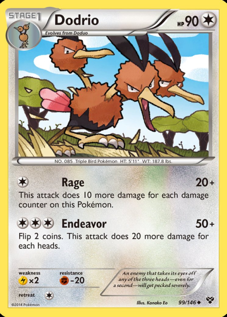 dodrio pokemon card value 085/165 - 151 this Pokémons attacks do 80 more damage to your opponents Active Pokémon (before applying Weakness and Resistance) Dodrio 1999 Jungle #34/64 1st