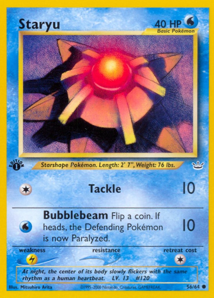 staryu pokemon card 1995 Gym Heroes Uncommon Misty's Starmie #56 Retreat Cost Staryu 56/64 Price 2026 |