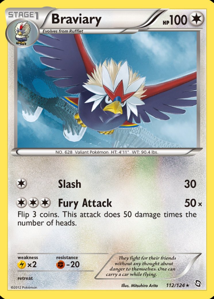 pokemon braviary card Black & White Emerging Powers Rare Holo #88 30 Retreat Cost Braviary Pokemon Card Like new
