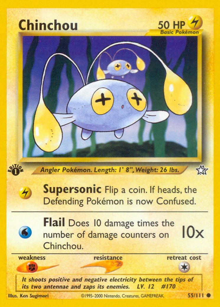 basic chinchou pokemon card value CGC GEM 10 Chinchou 1st Edition Neo Genesis (Graded Card)  Phurion