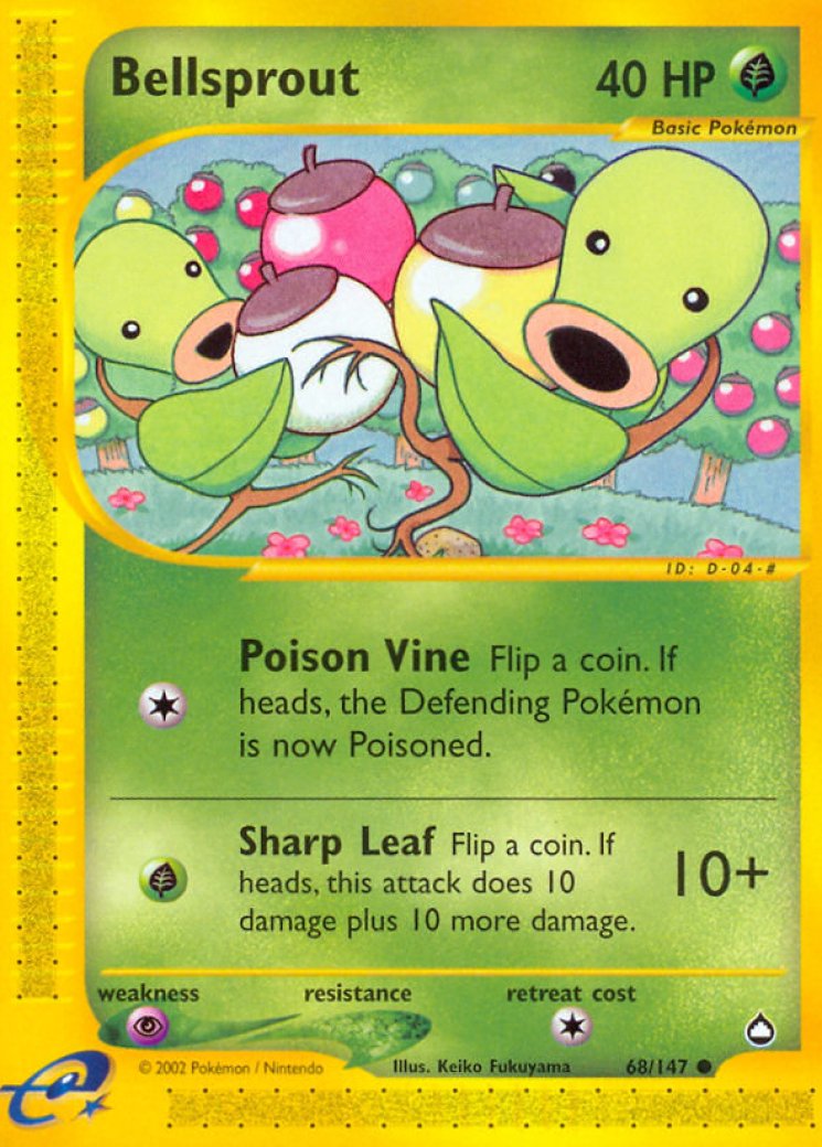1995 bellsprout pokemon card value Pokmon #69 TV Animation Blue Logo 1st Print ENG L0152  AGS Collectibles Mint / near mint condition trading card Bellsprout (68) 68/147 Price 2026
