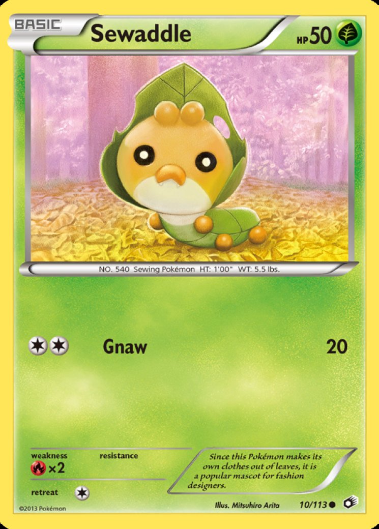 pokemon sewaddle card X & Y Phantom Forces Common #5 Grass Rarity Sewaddle 087/086 - Holofoil SV