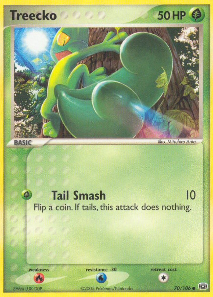 treecko pokemon card price EX Ruby & Sapphire Common #76 [Lightly Played] [1] Tail Slap (10) [1G] Razor Leaf (20) Treecko Star 109/109 Pokmon card