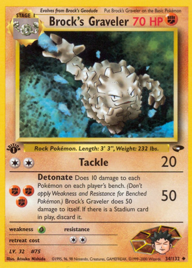 1995 graveler pokemon card 34/68 Price 2026 All cards will be carefully packed for safe transit 1998 Pokemon Japanese Gym 1