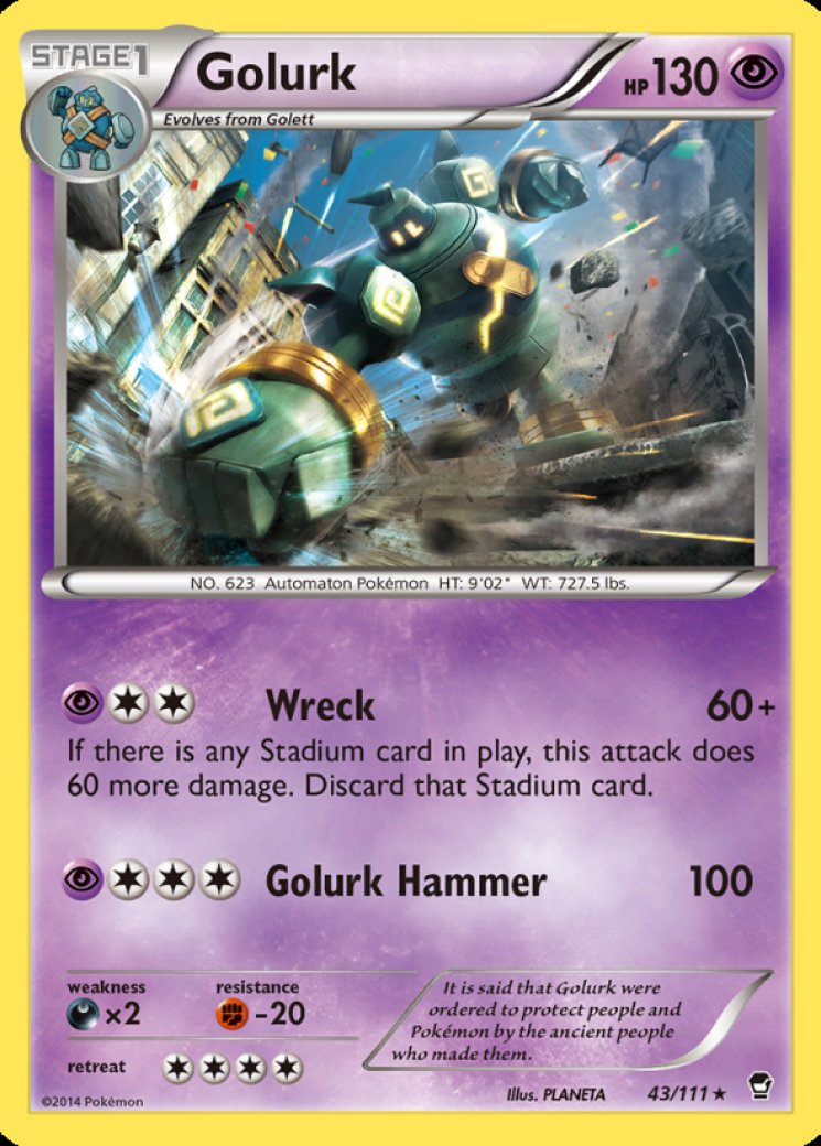 shiny golurk pokemon card 83/172 Price 2026 Psychic / 220 / Basic Attack 1 Golurk - XY Ancient Origins