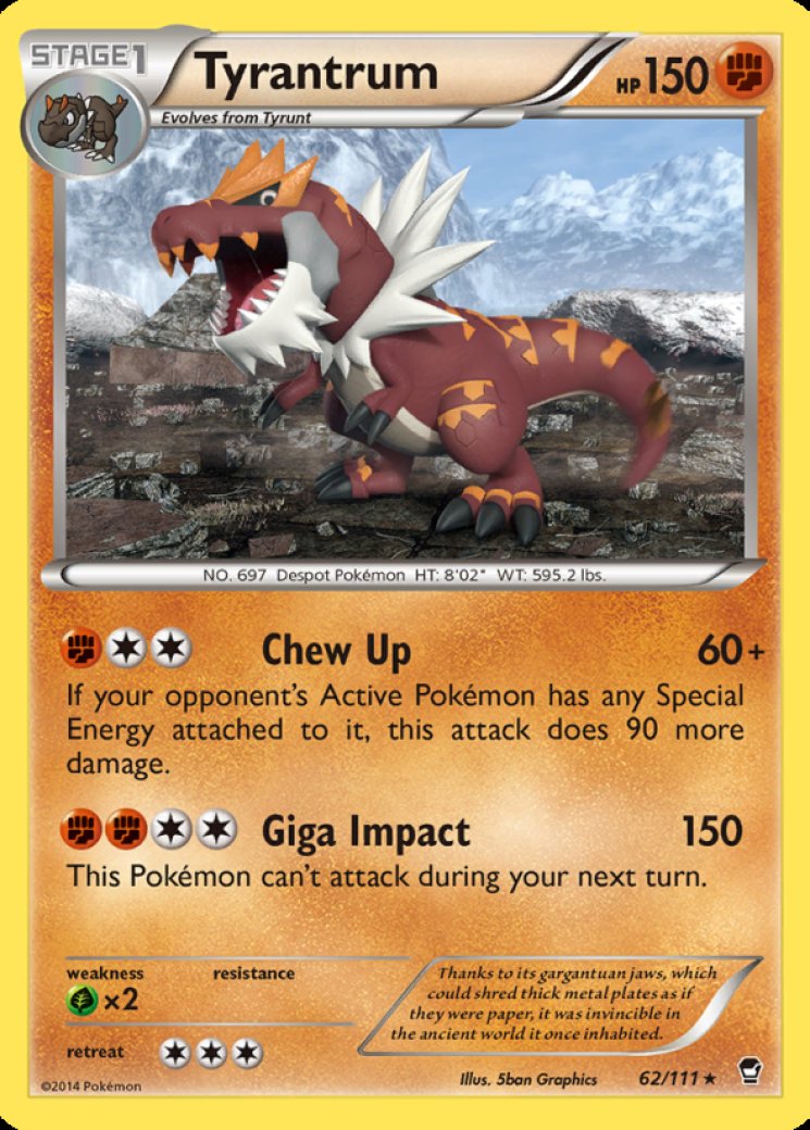 tyrantrum ex pokemon card (Fantastical Parade #171/234, 1-Star) Colorless Dragon Fang (190) Discard 3 Energy attached to this Pokmon Pokmon TCG - Tyrantrum EX