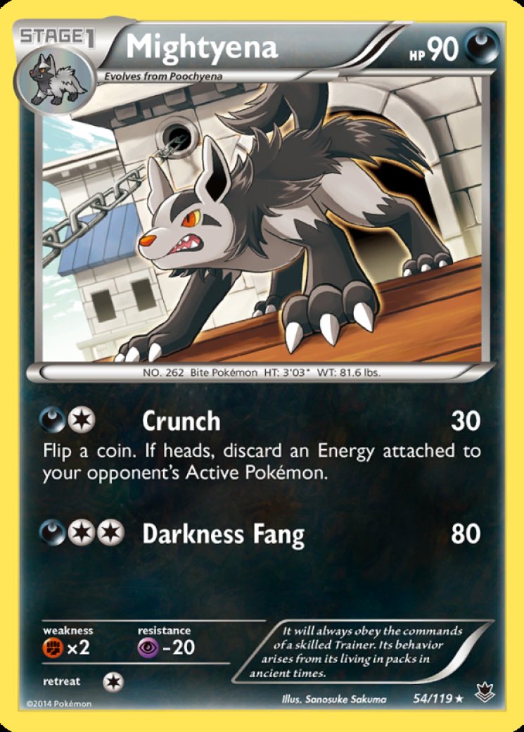 mightyena pokemon card value TCG: Vivid Voltage RarityUncommon Hit Points120 HP Darkness HuntingPack (30+ If Mightyena is on your Bench Mightyena Card Prices & Value
