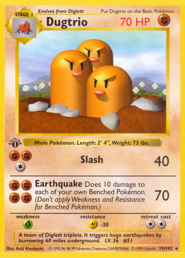 Dugtrio　ダグトリオ ★ シャドウレス　Shadowless Dugtrio - Base Set (Shadowless) - Pokemon Card Prices & Trends