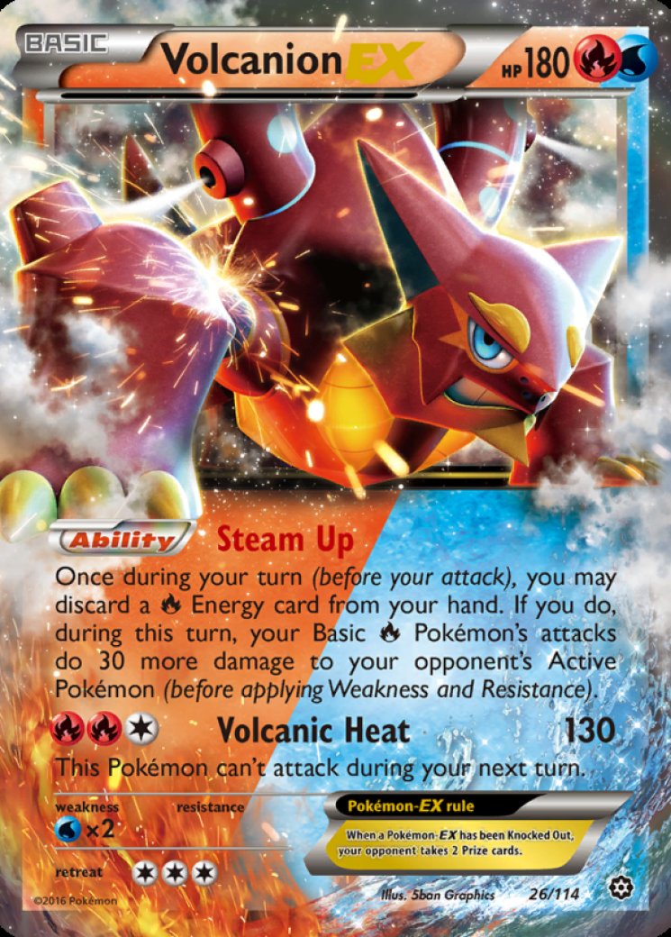 fire type pokemon cards ex Volcanion EX 26/114 Price 2026