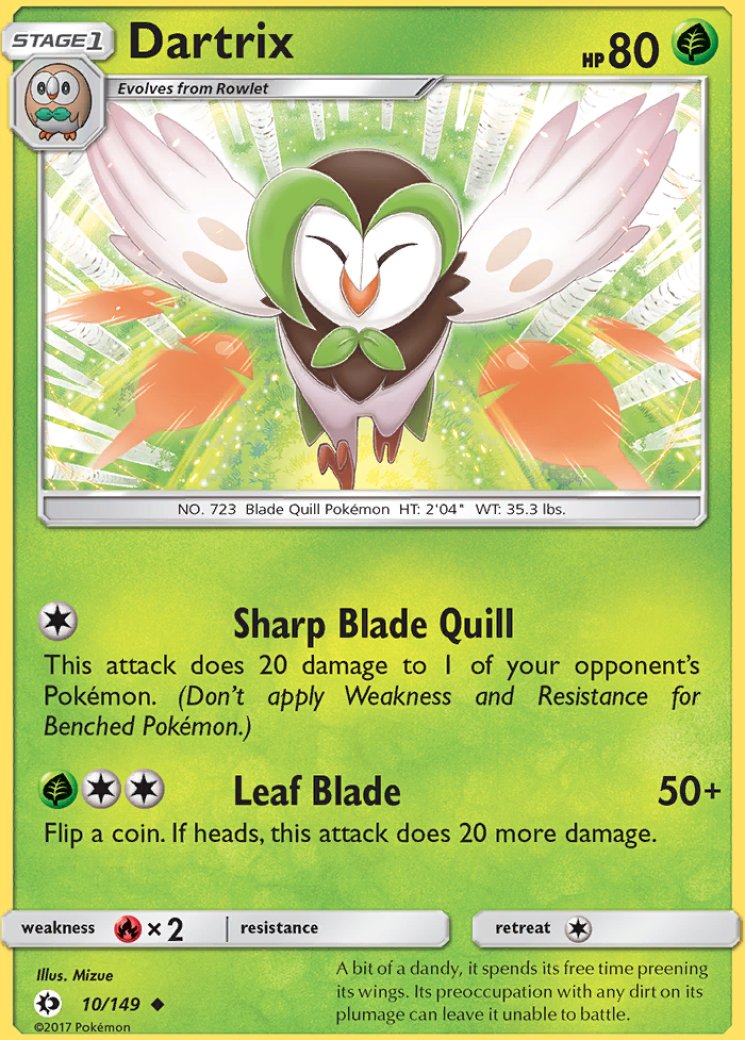 dartrix pokemon card value - Sun & Moon - Cosmic Eclipse - holofoil pattern or surface detail) Dartrix 020/189 NM / M