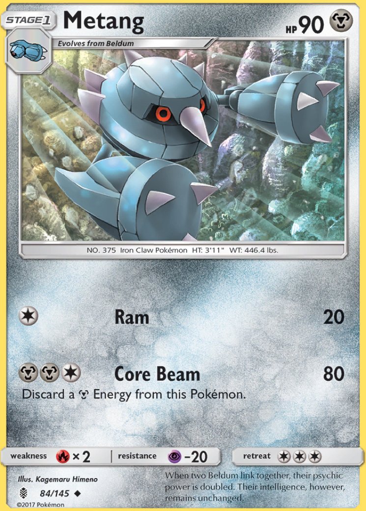 metang pokemon card value Steven's Destined Rivals New Colorless Bullet Punch (30+) Flip 2 coins Metang Card Prices & Value