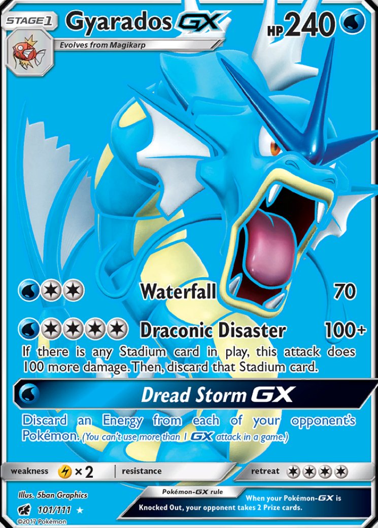 gyarados pokemon card full art EX 114/122 it comes protected in a tamper High Quality textless version of