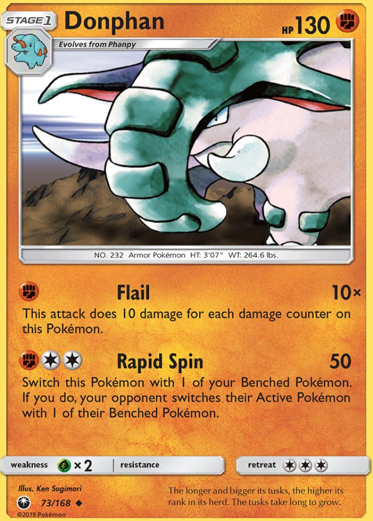 pokemon donphan card 107/123 Holo Rare Near Mint this attack does 70 damage plus 60 more damage Donphan cards  TCG Collector