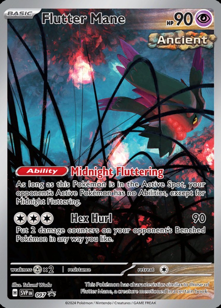 flutter mane ancient pokemon card 078/162 - Holo Rare - Temporal Forces - NM/M proof acrylic case Flutter Mane - Mimosa