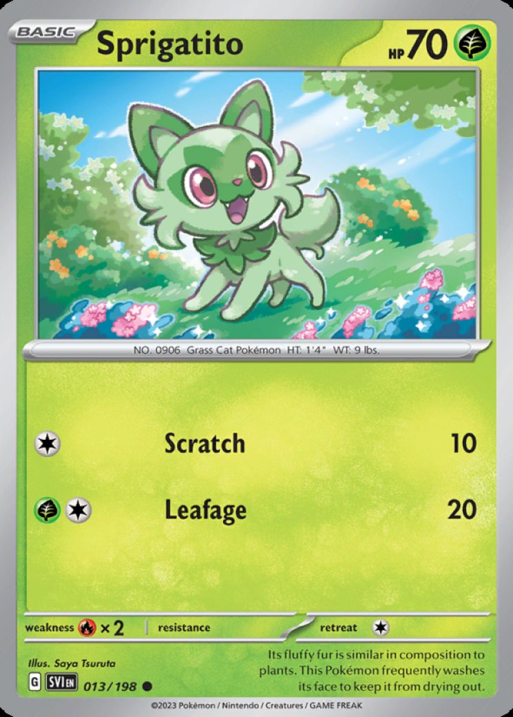 sprigatito pokemon card shiny Collectible Sprigatito Pokémon Card | Hand-Painted Gift | Cat Lover Art |  Unique Present | Holiday Gifts ideas for Gamers main image 0