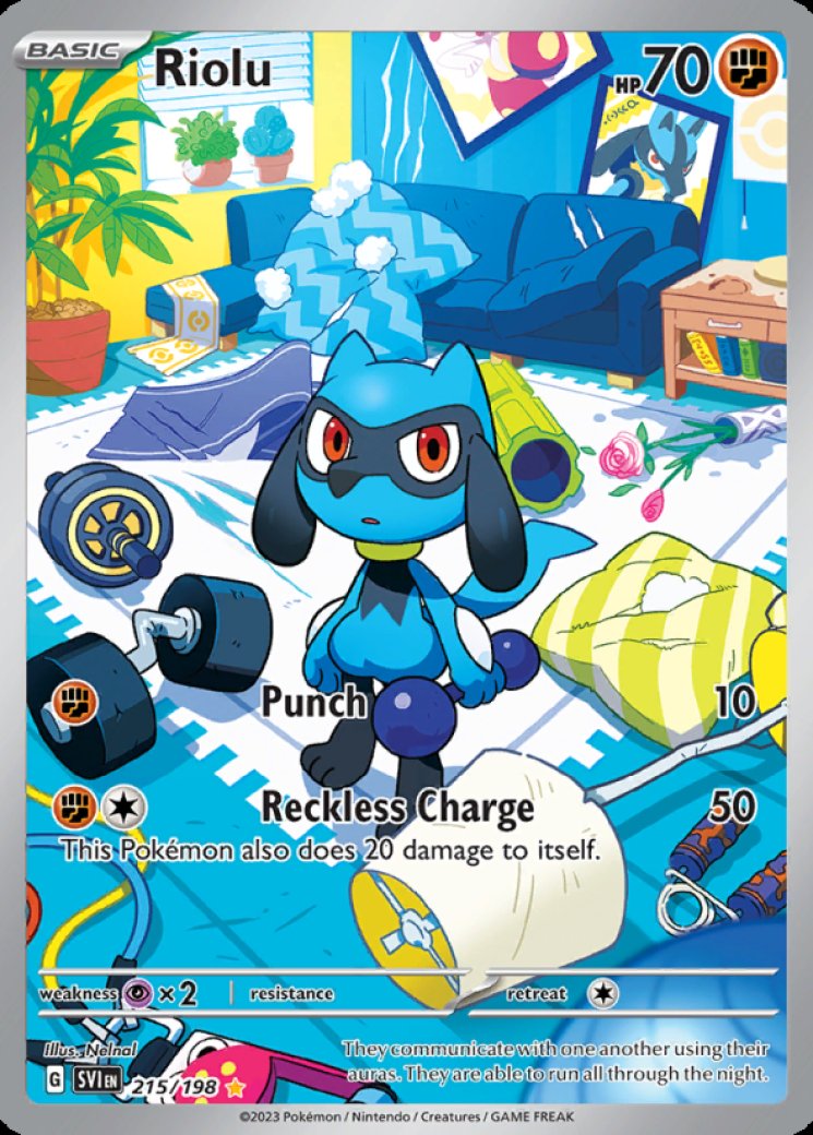 riolu pokemon card value 46/124 Reverse Holo Near Mint [Psychic] x2 Retreat Cost Pokemon Scarlet & Violet Base