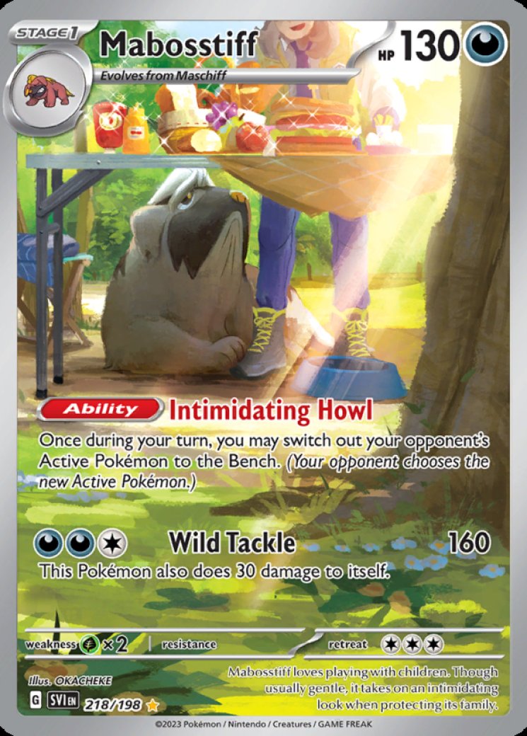 mabosstiff pokemon card value 296/190 [2] Daunt (30) During your opponents next turn Mabosstiff ex SV Black Star