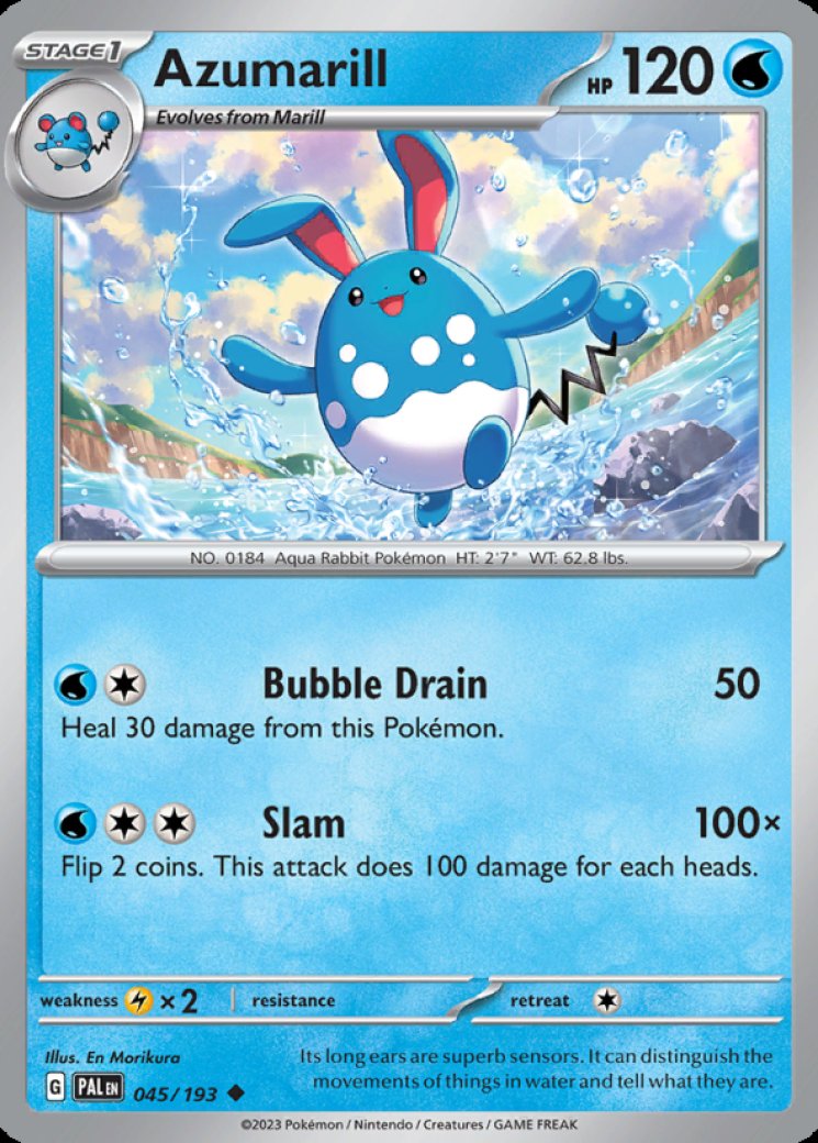 how much is a shiny azumarill pokemon card worth 074/191 – Surging Sparks – Evolution Lot : Toys & Games RarityDouble Rare Hit Points270 HP Colorless Azumarill [Reverse Holo] #77 Prices