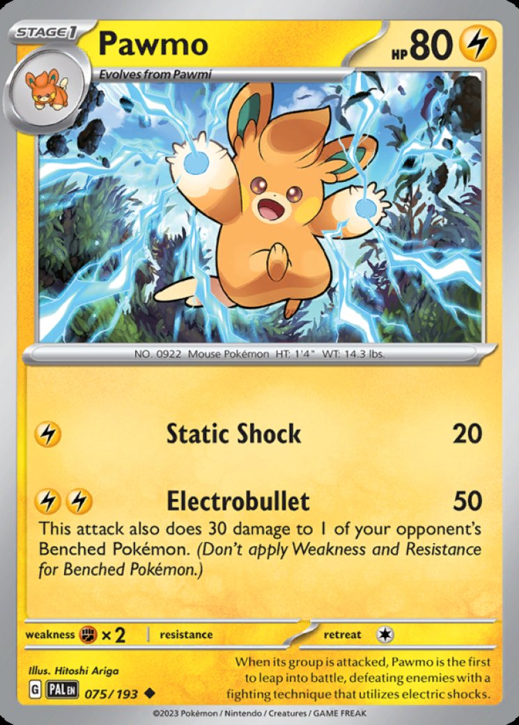 pawmot pokemon card price 2023 Black Star Promos — United Kicks then shuffle your deck Pawmot 076/193 - Paldea Evolved