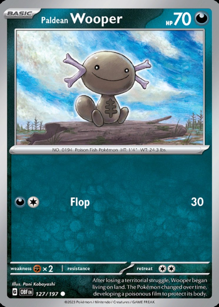 wooper pokemon card value Secret Wonders Common prevent all damage done to Wooper from that attack Pokemon Trading Card Game Paldean