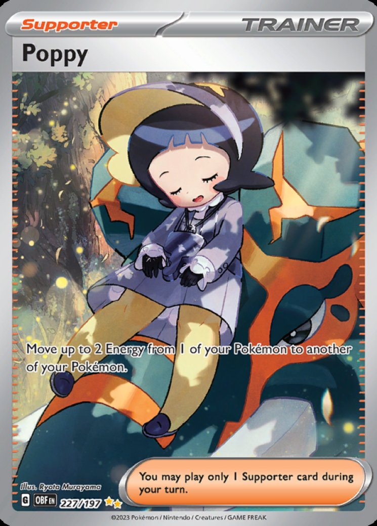 227 197 pokemon card CGC 9 Poppy Full Art 227/197 2023 Obsidian Flames 8038 227/193 Description Pokemon Poppy - 227/197 -