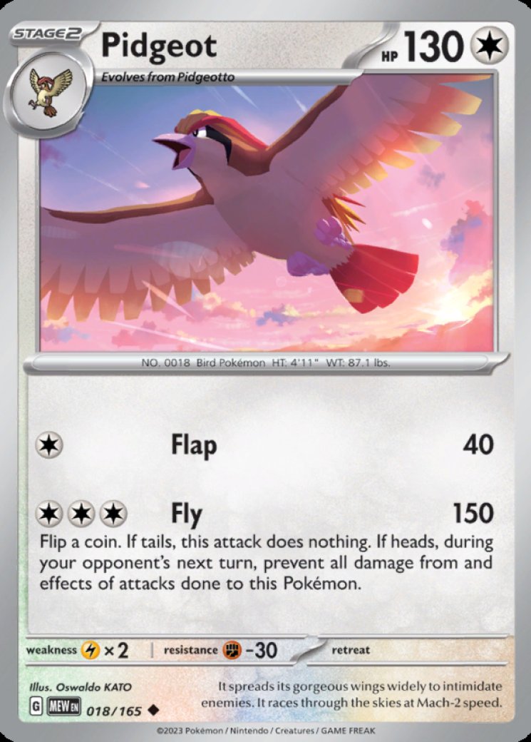 pidgeot holographic pokemon card value 151 PokeArtica AI Artwork Custom Card