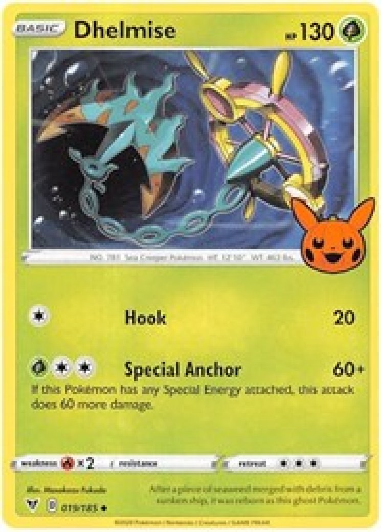 dhelmise vmax pokemon card value SWSH Shining Fates 010/072 Full Art Ultra Rare NM/M [G] Swinging Chain This attack does 30 damage to 1 of your opponents Pokemon for each G Energy attached to this Pokemon Pokemon Dhelmise VMAX Like new