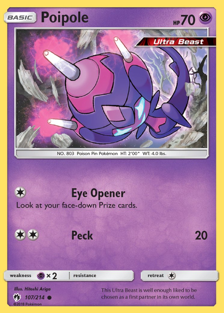 shiny poipole pokemon card Ultra • OT: Ultra • ID No. 091718 • North America, Europe 2018 Event [1P] Knockout Reviver During your opponents next turn Poipole (Crisis Dimensional TCG Pocket)