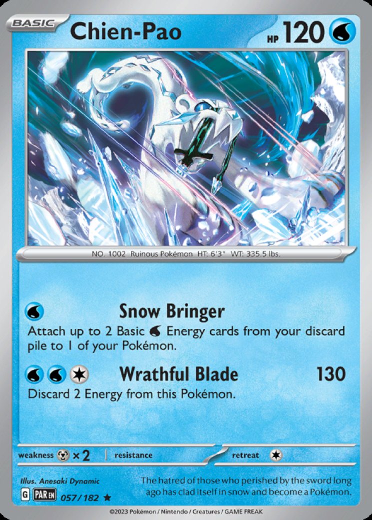 chien-pao ex pokemon card value TCG Battle Deck RarityDouble Rare Hit Points220 HP Water Chien-Pao ex 261/193 - Holofoil