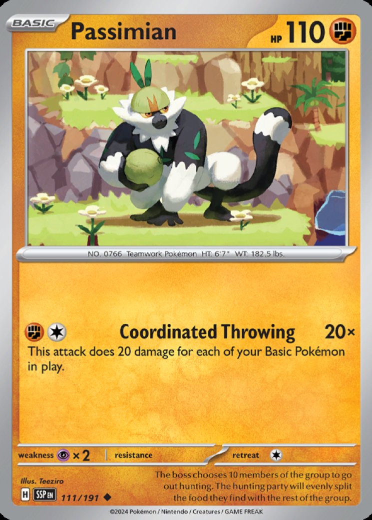 passimian pokemon card value - Sun & Moon - Cosmic Eclipse - Ability Throwing Coach Your Rapid Strike Pokmons attacks do 30 more damage to your opponents Benched Pokmon V and Benched Pokmon Passimian Card Prices & Value