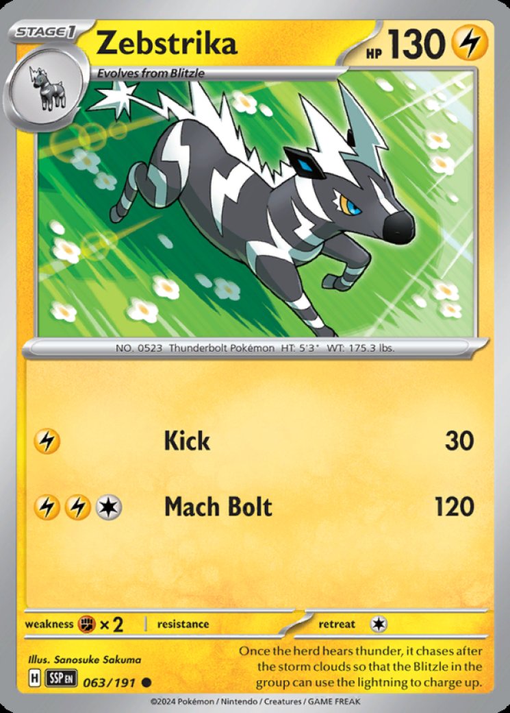 rika pokemon card price Zebstrika - 063/182 main image 0