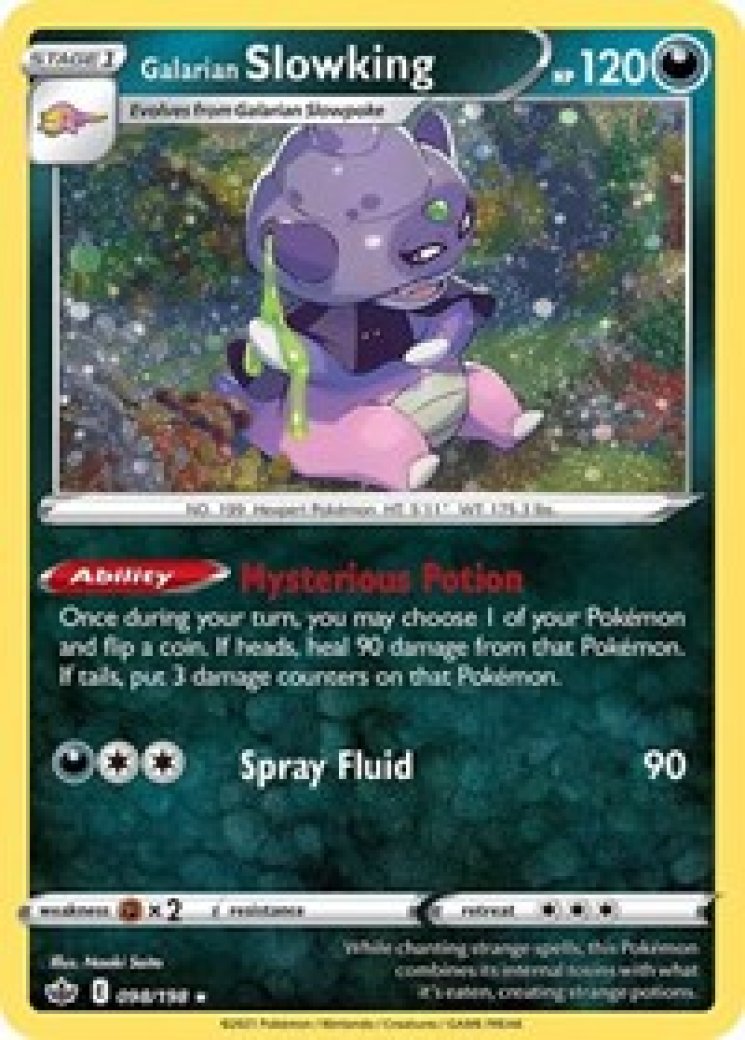 shiny slowking pokemon card Galarian 098/198 - Chilling Reign Darkness Colorless Concoction Discard a card from your hand Galarian Slowking VMAX (Chilling Reign