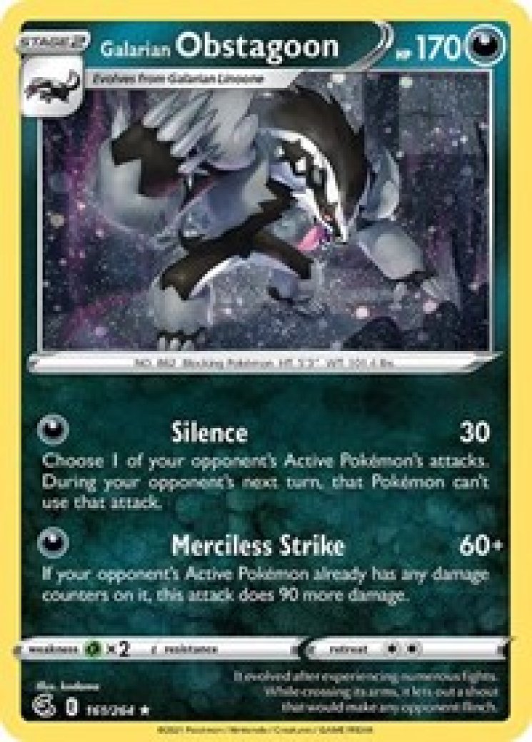 pokemon obstagoon card POKMON GAME S8b 207/184 CHR Pokmon Hit Points160 HP Form Obstagoon Card Prices & Value