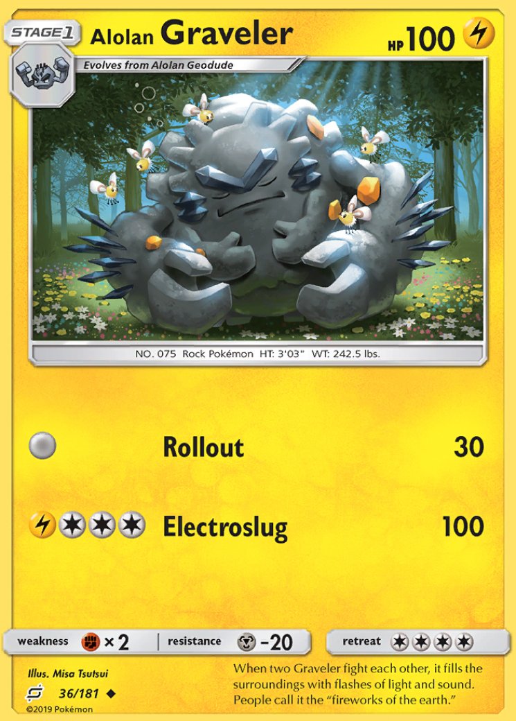 pokemon graveler card - 075/165 - Pokemon 151 - Reverse Foil Colorless Artist Alolan Graveler 41/145 Guardians Rising