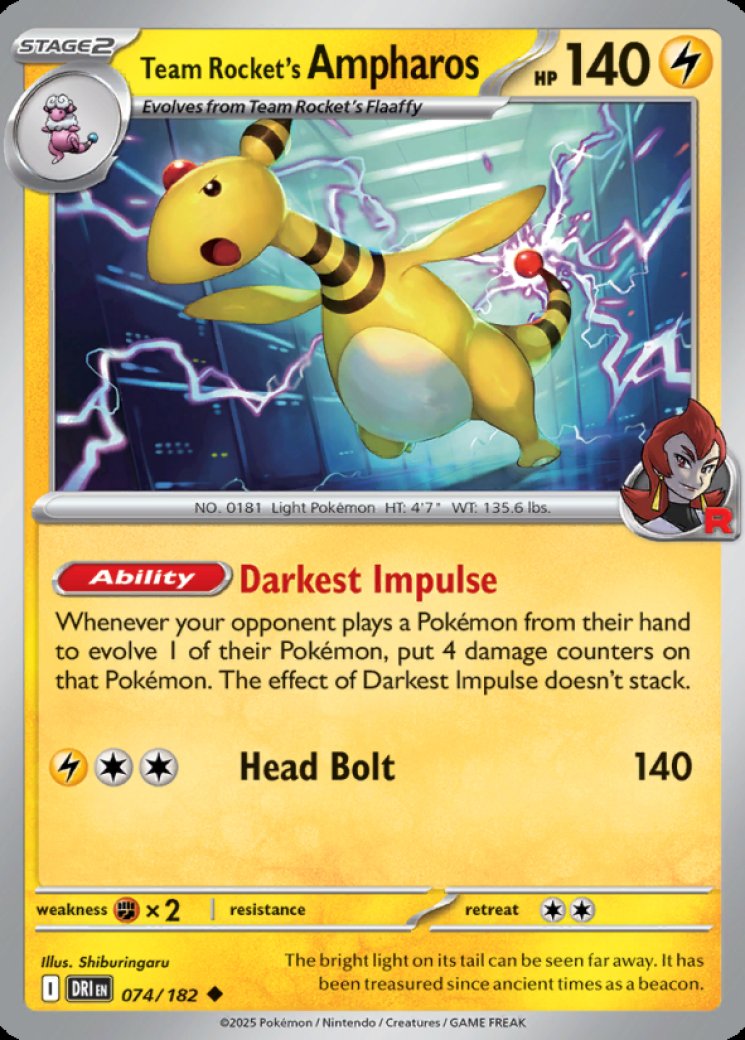 ampharos pokemon card stage 2 Team Rocket's Ampharos 74/182 Price 2026