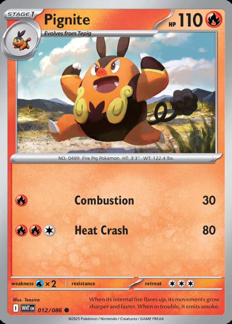 tepig pokemon card value #96 Prices | White Flare Common Retreat cost Tepig (Master Ball Pattern) 11/86