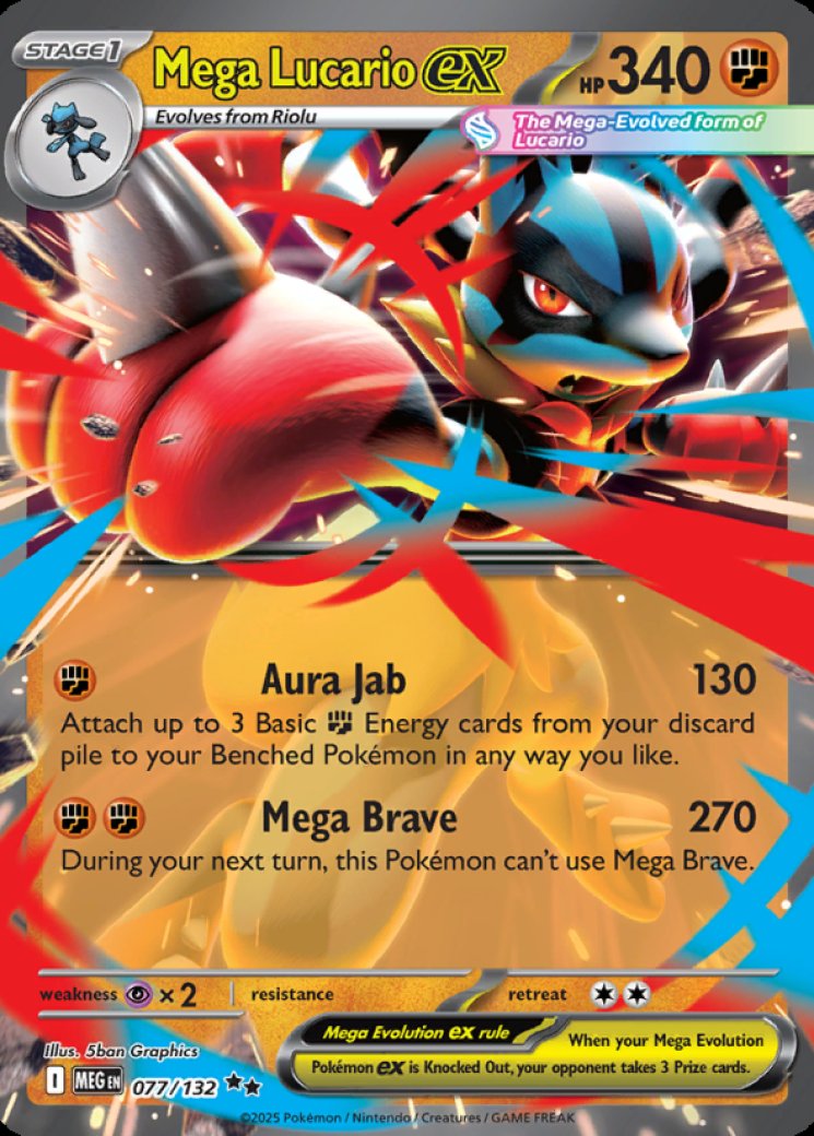 Mega Lucario ex - 077/132 - Mega Evolution - Pokemon Card Prices