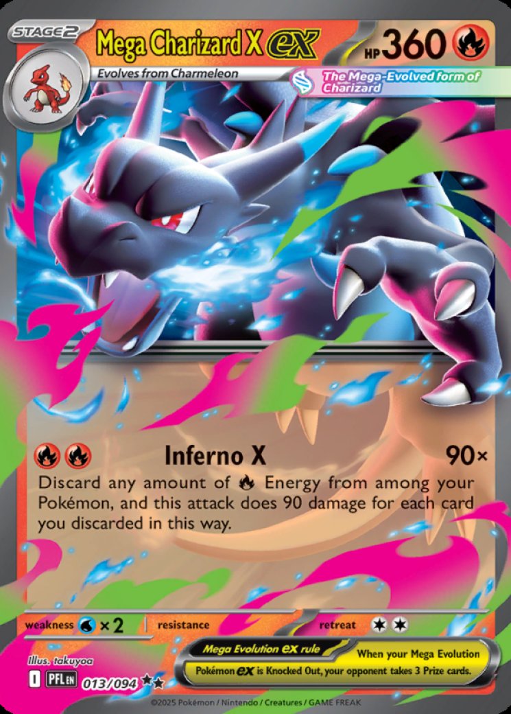 Mega Charizard X ex - 013/094 - Phantasmal Flames - Pokemon Card