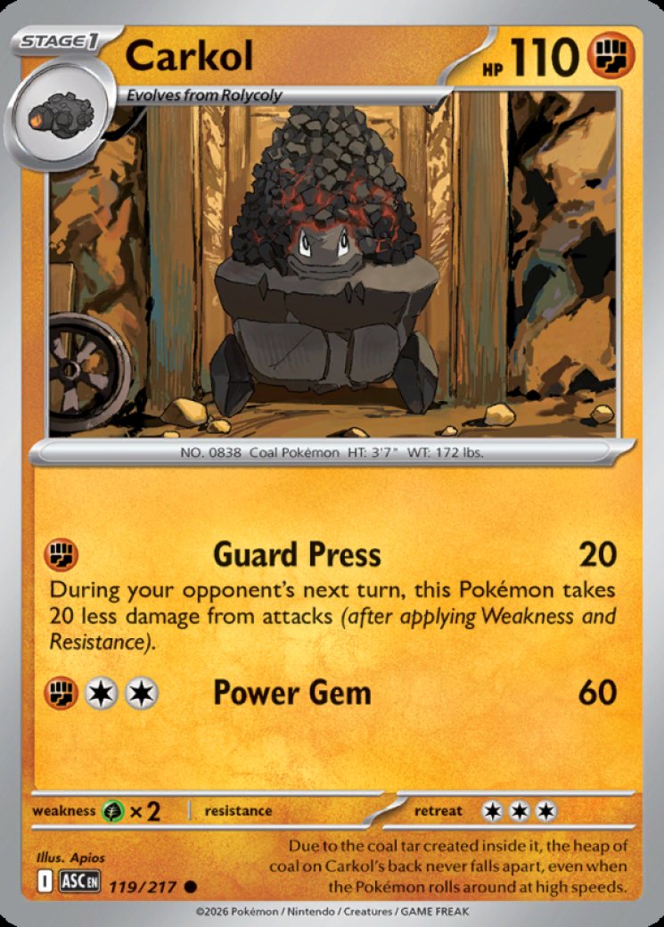 carkol pokemon card value - Scarlet & Violet - Temporal Forces - - 094/162 Weakness Grass 2 Resistance None None Retreat Cost Coalossal Cards | Dex -