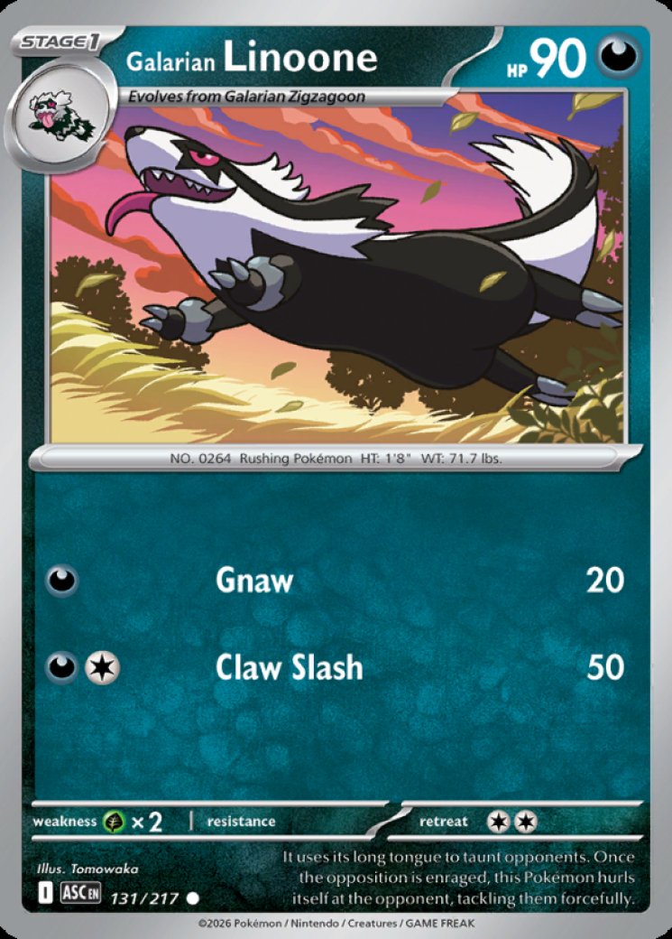 linoone pokemon card value Mega Evolution Phantasmal Flames main image 0