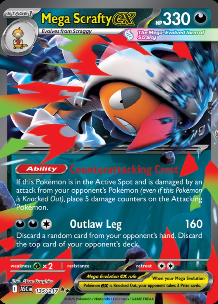 scrafty pokemon card value Mega ex - 270/217 270 - ME Ascended Heroes Holofoil [Darkness][Colourless][Colorle Scrafty 139/086 - Holofoil SV