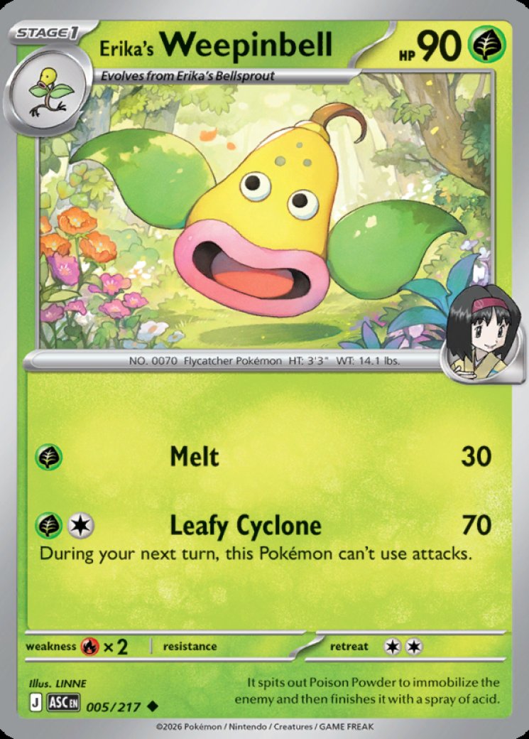 1995 weepinbell pokemon card 1995, 96, 98 Pokemon Card **Weepinbell**