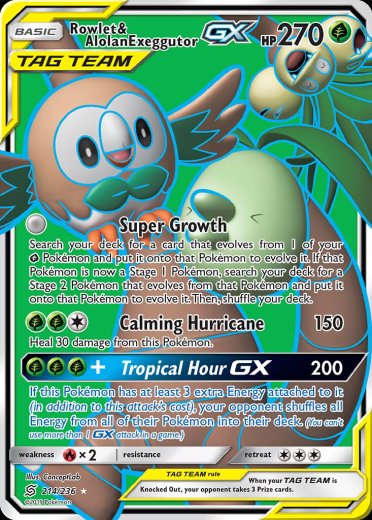 Rowlet & Alolan Exeggutor GX (Full Art)