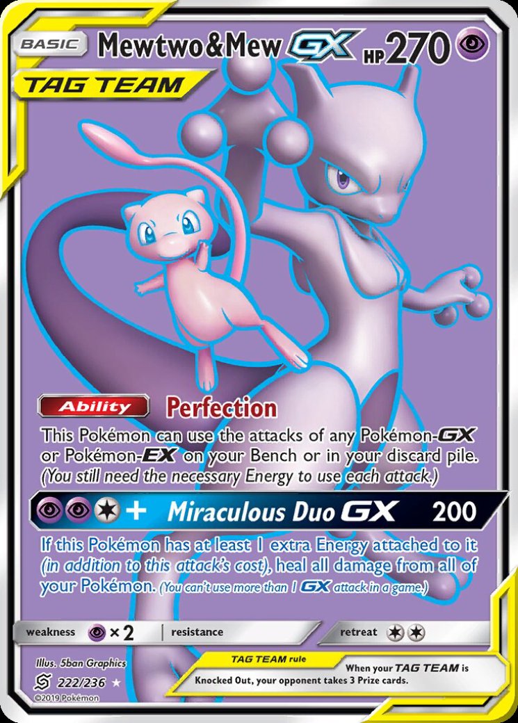 Mewtwo & Mew GX (Full Art) 222/236 Price 2026 | Unified Minds