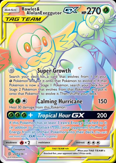 Rowlet & Alolan Exeggutor GX (Secret)