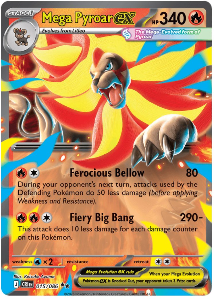 Mega Pyroar ex - 015/086 15/86 Price 2026 | Chaos Rising