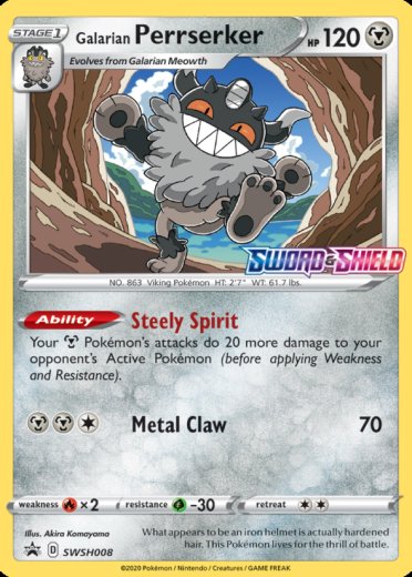Galarian Perrserker - SWSH008 (Prerelease) [Staff]