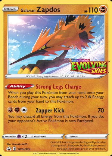Galarian Zapdos - SWSH124 (Prerelease)