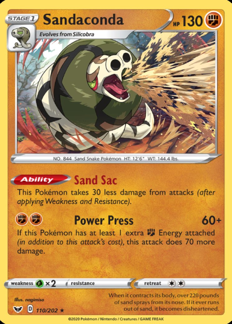sandaconda pokemon card value S6H] VMAX 044/070RRR Fighting Fighting Big Sand Cannon (60) Discard the top 6 cards of your deck Hop's Sandaconda 087/159 Sv09: Journey
